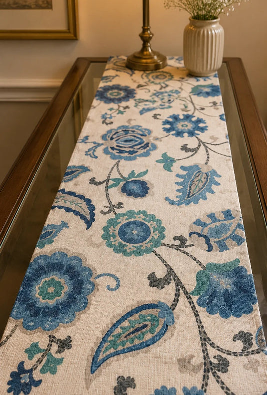 Azure Bloom Table Runner
