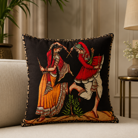 Rajasthani dance motif pillow