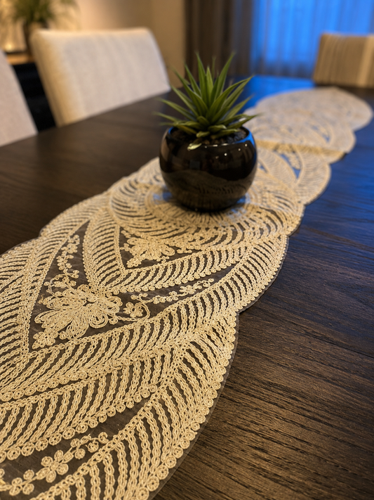 Ivory Fern Lace Runner